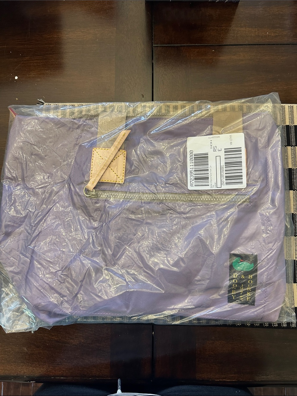 Dooney & Bourke Lavender Nylon Tote with Tan Trim